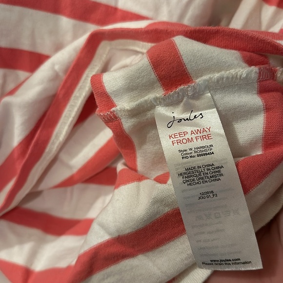 Joules Women’s Harbour Striped Boat Neck Top Shirt Cotton Pink White Size 12 - Picture 9 of 13